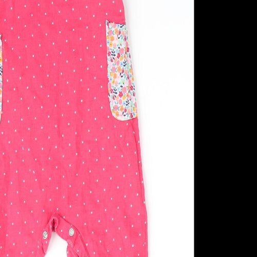 Next Baby Girls Red Polka Dot Linen Dungaree One-Piece Size 12-18 Months   - Coral red Rainbow Motif Multi Flowers