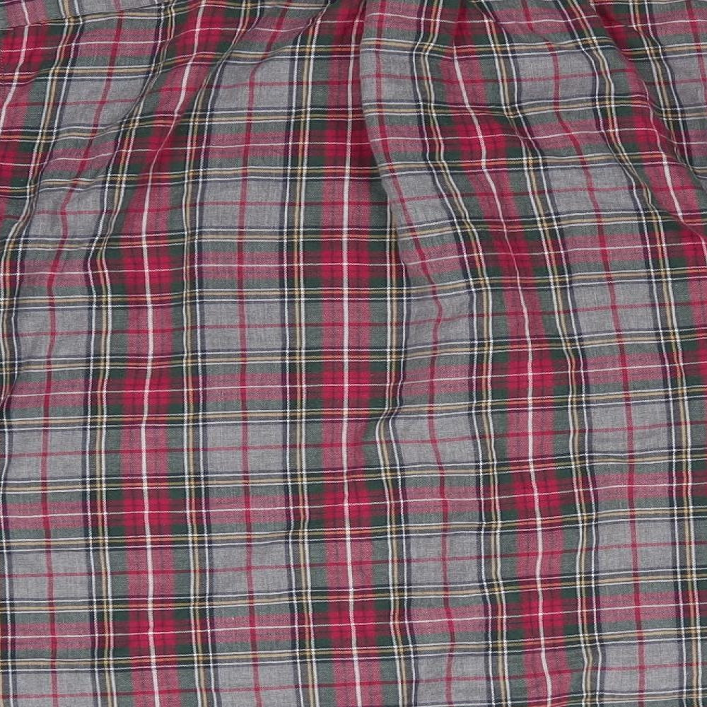 NEXT Mens Grey Check Cotton  Button-Up Size M Collared  - Soft texture Green Grey Red Yellow Blue White check