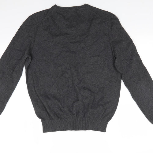 LERROS Mens Grey V-Neck  Cotton Pullover Jumper Size S   - Charcoal grey