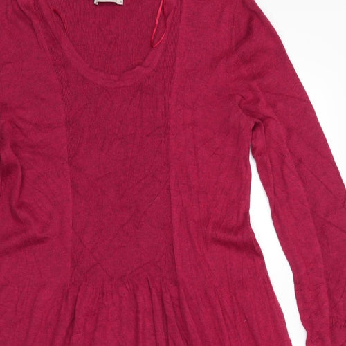 TU Womens Red  Viscose Jumper Dress  Size 16  Scoop Neck  - Fit and Flare Red Mix