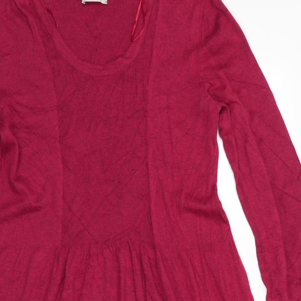 TU Womens Red  Viscose Jumper Dress  Size 16  Scoop Neck  - Fit and Flare Red Mix