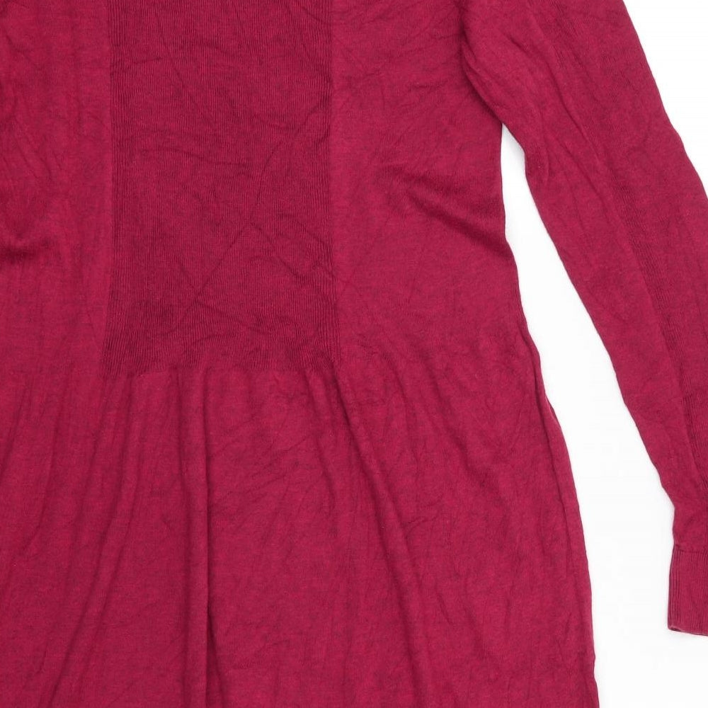 TU Womens Red  Viscose Jumper Dress  Size 16  Scoop Neck  - Fit and Flare Red Mix