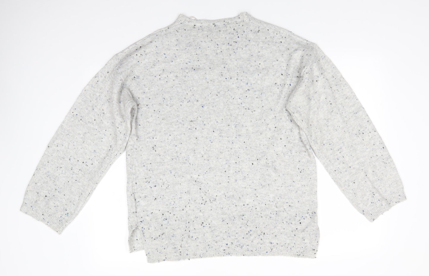 Marks and Spencer Womens Grey V-Neck  Acrylic Pullover Jumper Size M   - Grey with blue fleck