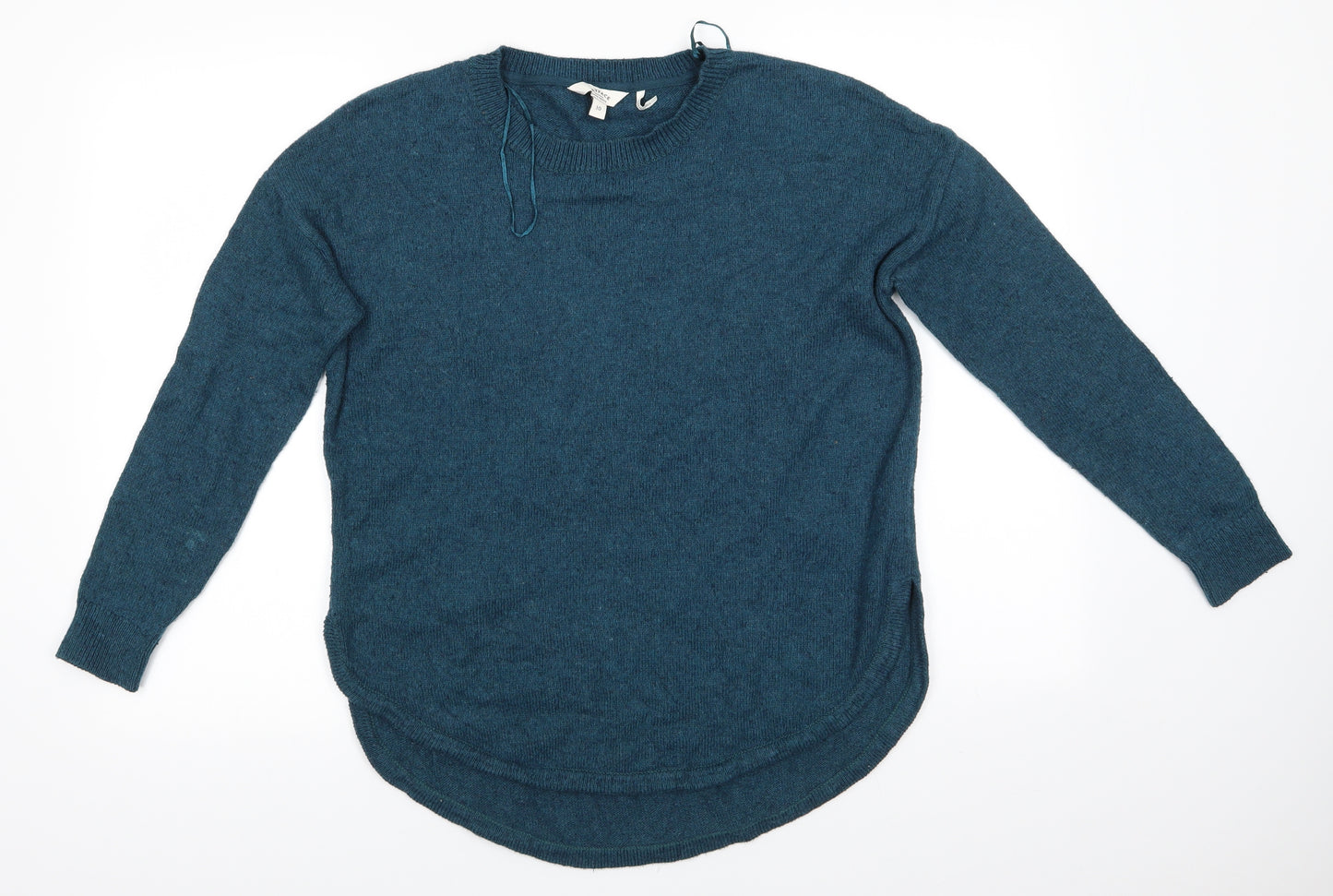 Fat Face Womens Blue Round Neck  Cotton Pullover Jumper Size 10   - Teal in colour