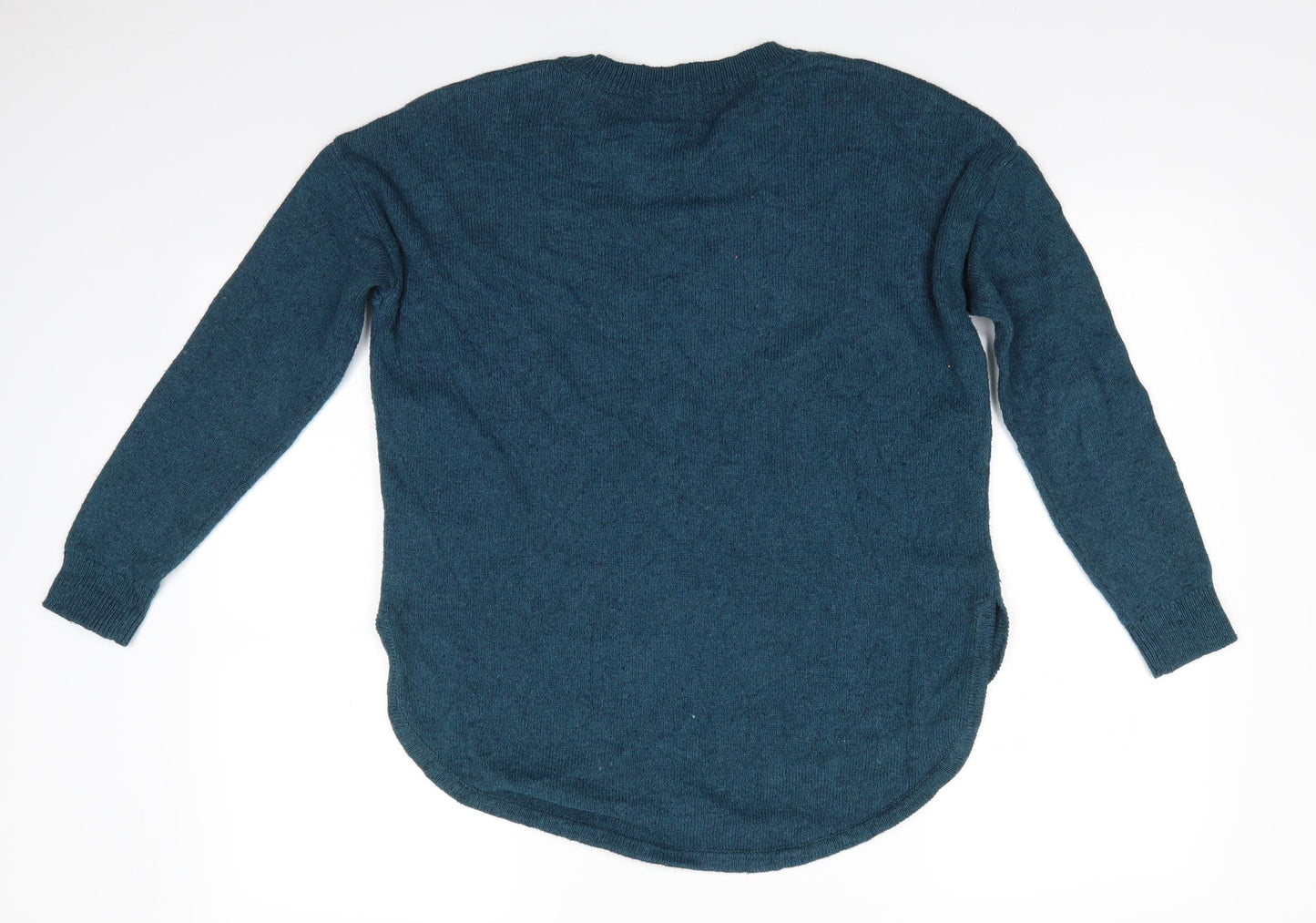 Fat Face Womens Blue Round Neck  Cotton Pullover Jumper Size 10   - Teal in colour