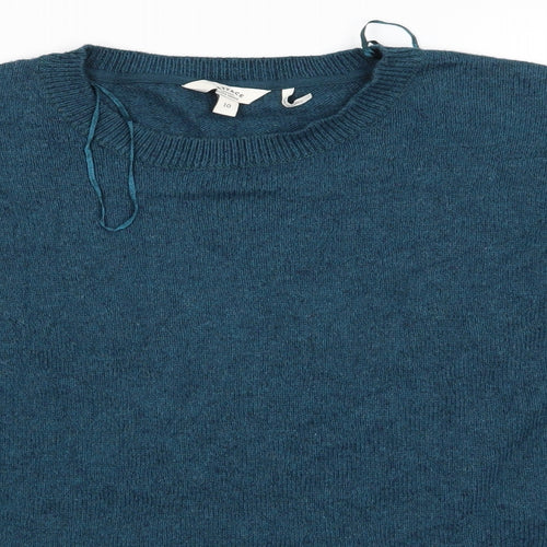 Fat Face Womens Blue Round Neck  Cotton Pullover Jumper Size 10   - Teal in colour