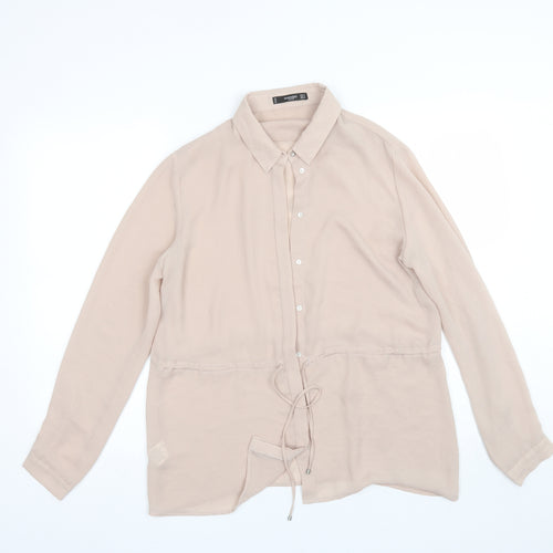 Mango Womens Pink  Polyester Basic Button-Up Size M Collared
