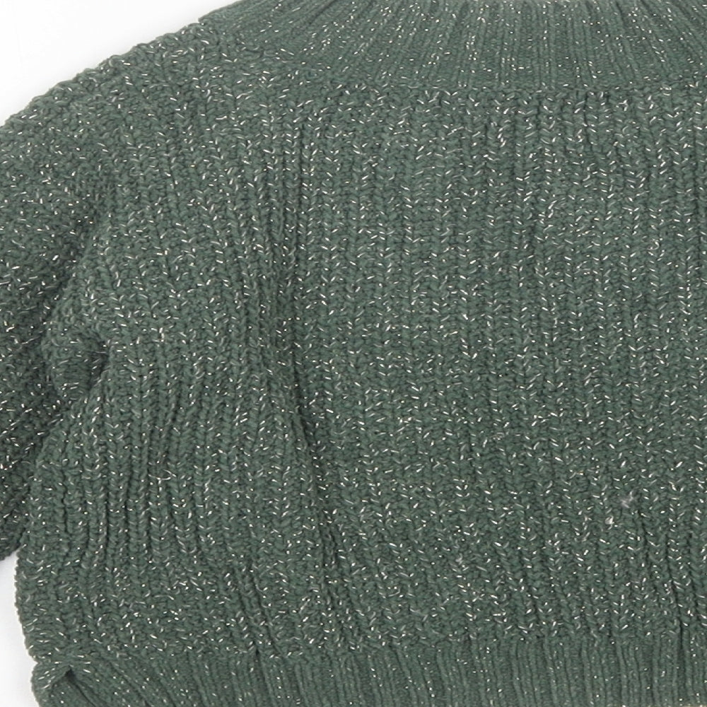 Marks and Spencer Girls Green Round Neck  Polyester Pullover Jumper Size 5-6 Years