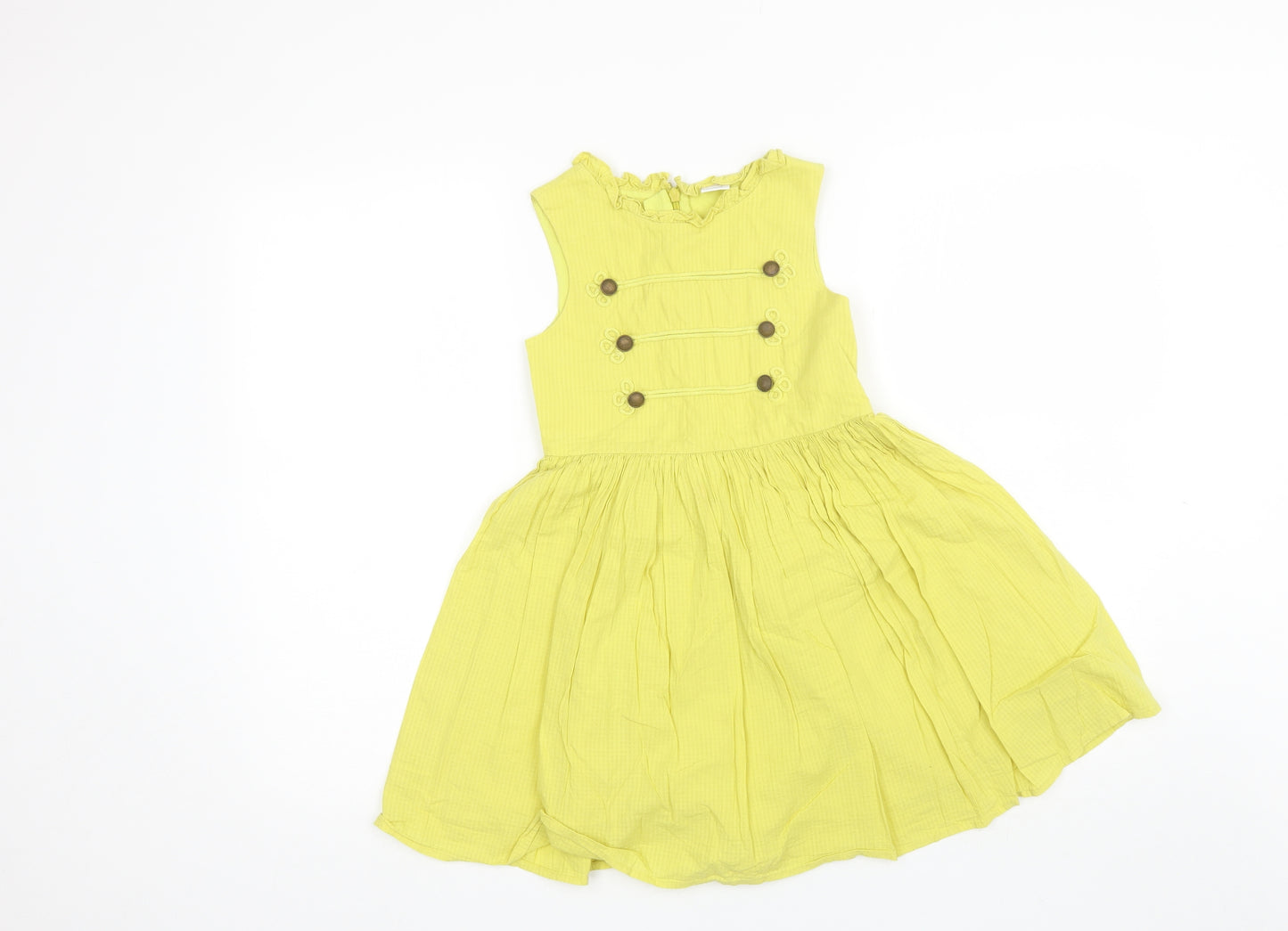 NEXT Girls Yellow  Cotton Shift  Size 7 Years  Round Neck