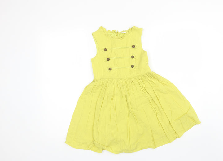 NEXT Girls Yellow  Cotton Shift  Size 7 Years  Round Neck