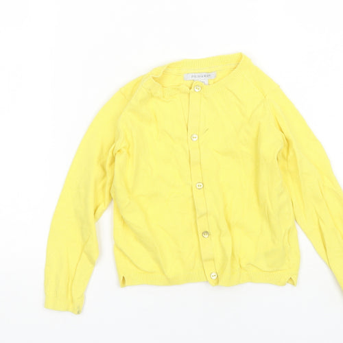 Primark Girls Yellow Round Neck  Cotton Cardigan Jumper Size 4-5 Years