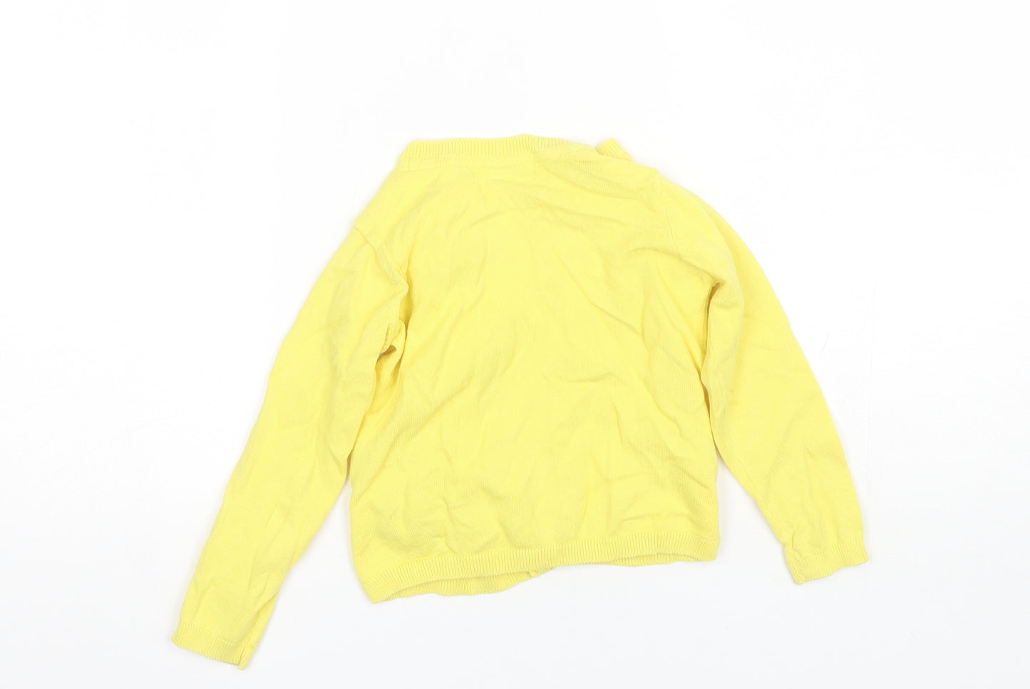 Primark Girls Yellow Round Neck  Cotton Cardigan Jumper Size 4-5 Years