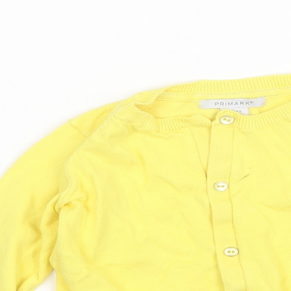 Primark Girls Yellow Round Neck  Cotton Cardigan Jumper Size 4-5 Years