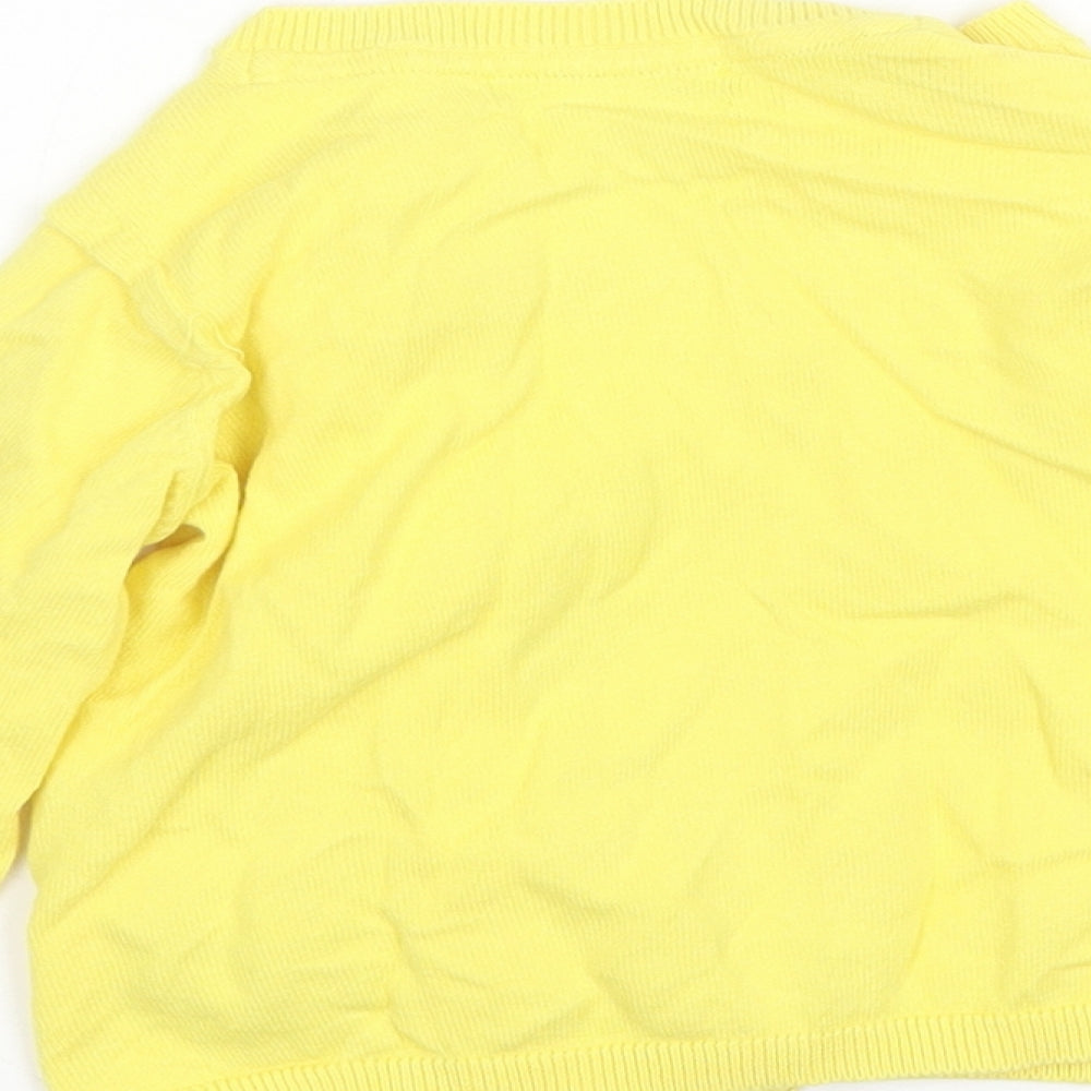 Primark Girls Yellow Round Neck  Cotton Cardigan Jumper Size 4-5 Years
