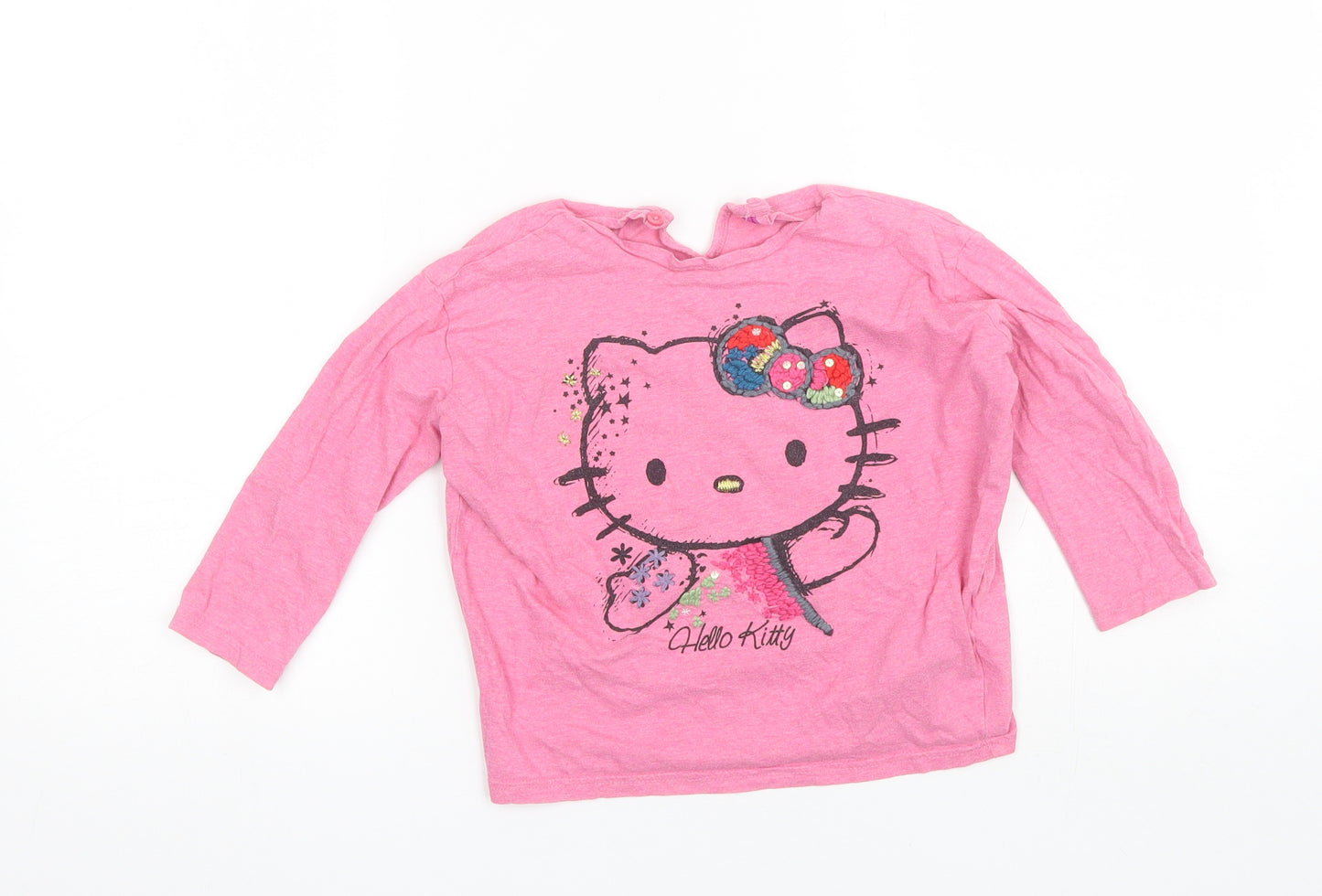 Marks and Spencer Girls Pink  Cotton Basic T-Shirt Size 4-5 Years Round Neck