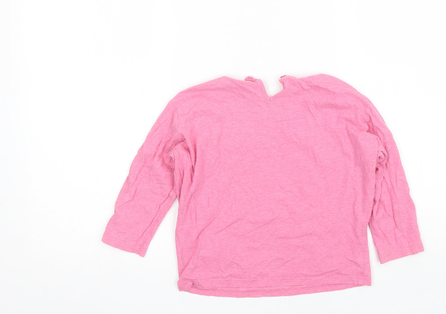Marks and Spencer Girls Pink  Cotton Basic T-Shirt Size 4-5 Years Round Neck