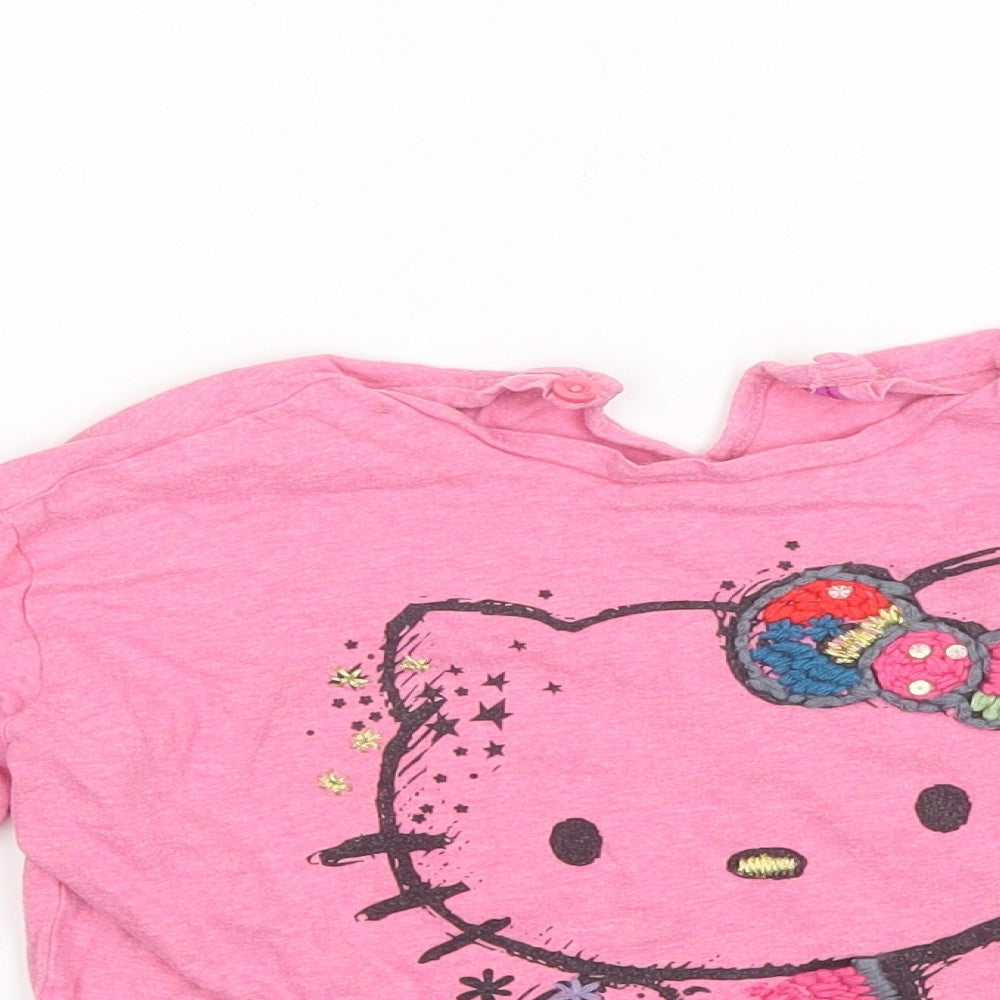Marks and Spencer Girls Pink  Cotton Basic T-Shirt Size 4-5 Years Round Neck