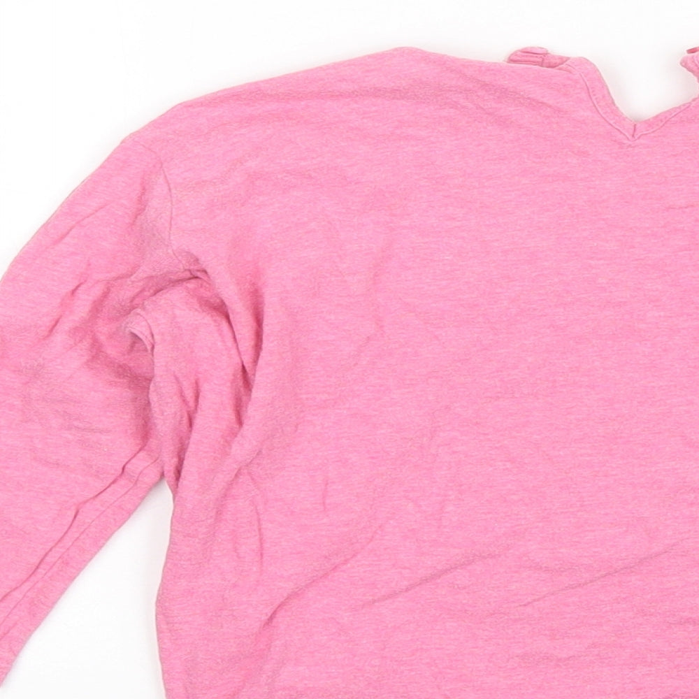 Marks and Spencer Girls Pink  Cotton Basic T-Shirt Size 4-5 Years Round Neck