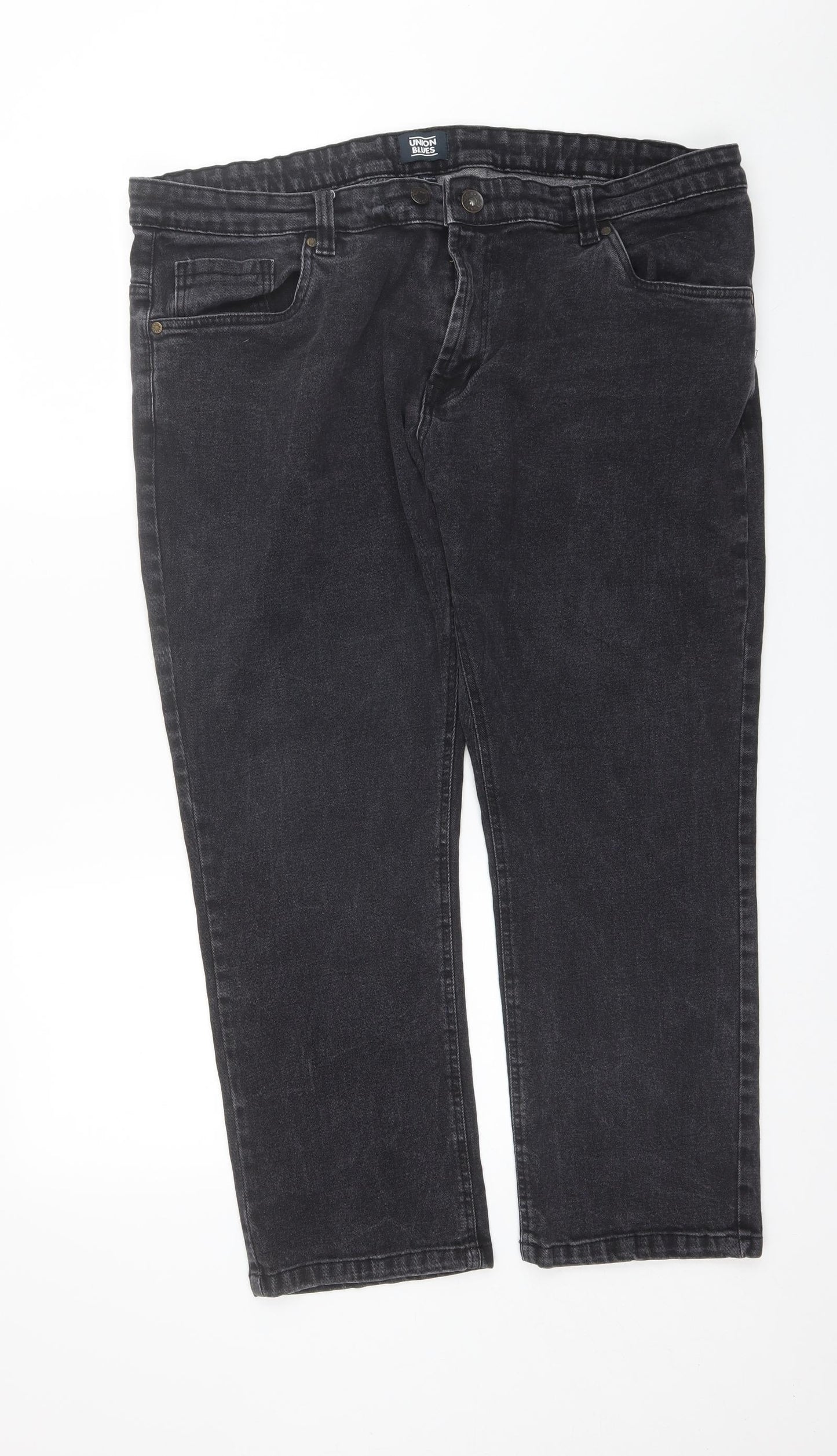 Union Blues Mens Black  Cotton Straight Jeans Size 44 L27 in Regular