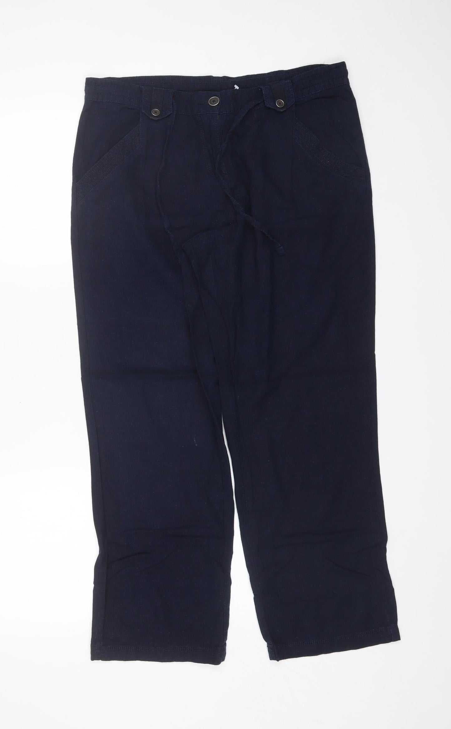 Debenhams Womens Blue  Viscose Trousers  Size 14 L27 in Regular