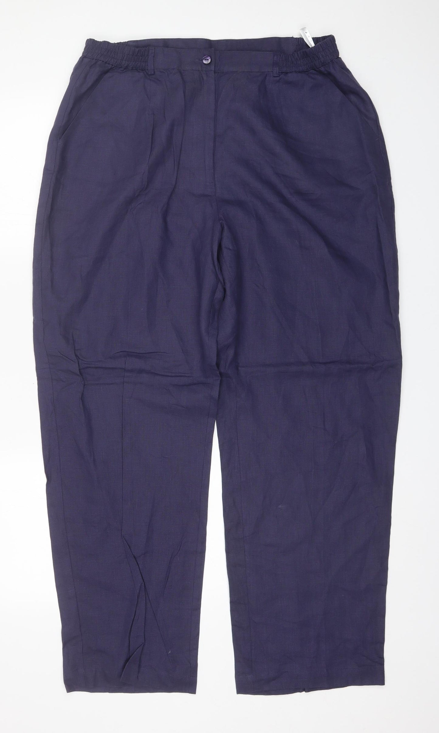 Elvie Womens Blue  Linen Trousers  Size 18 L30 in Regular