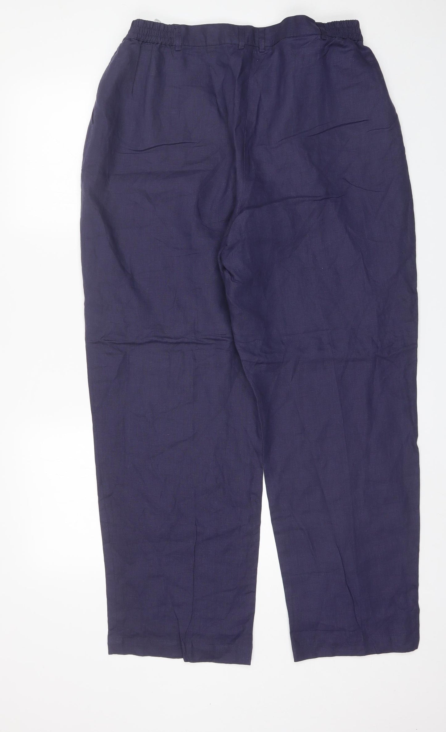Elvie Womens Blue  Linen Trousers  Size 18 L30 in Regular