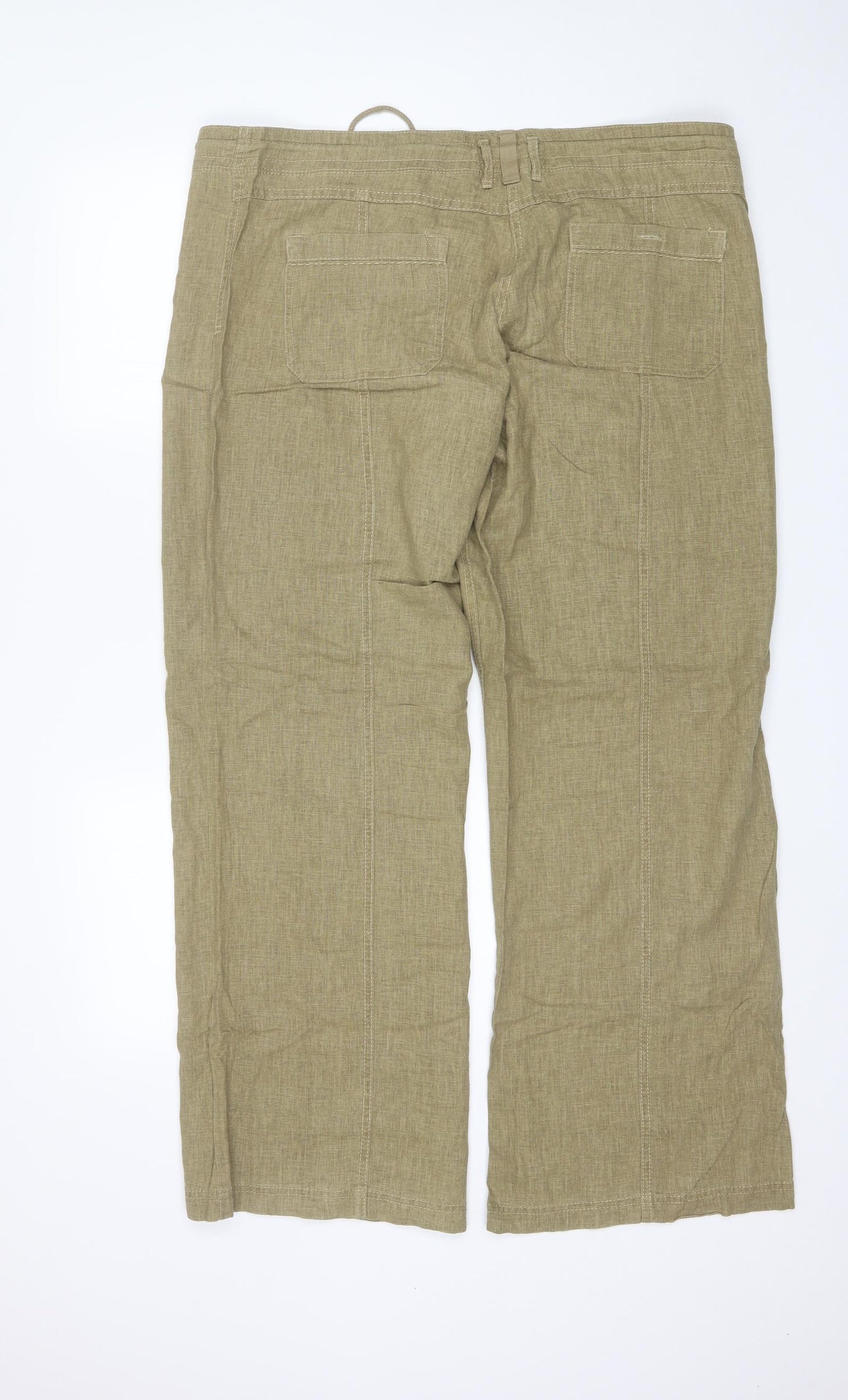 NEXT Womens Green  Linen Trousers  Size 16 L30 in Regular