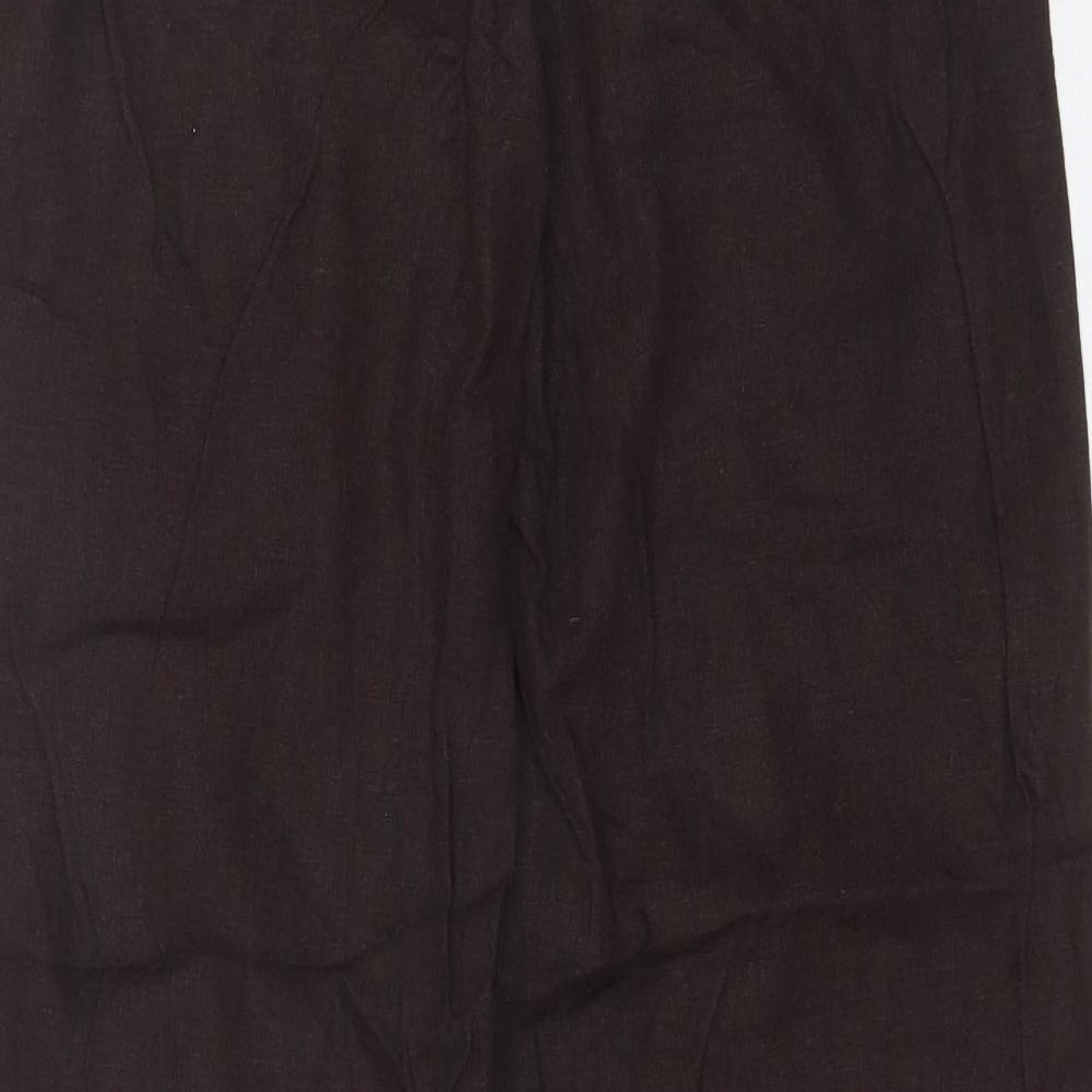 NEXT Womens Brown  Linen Trousers  Size 14 L28 in Regular