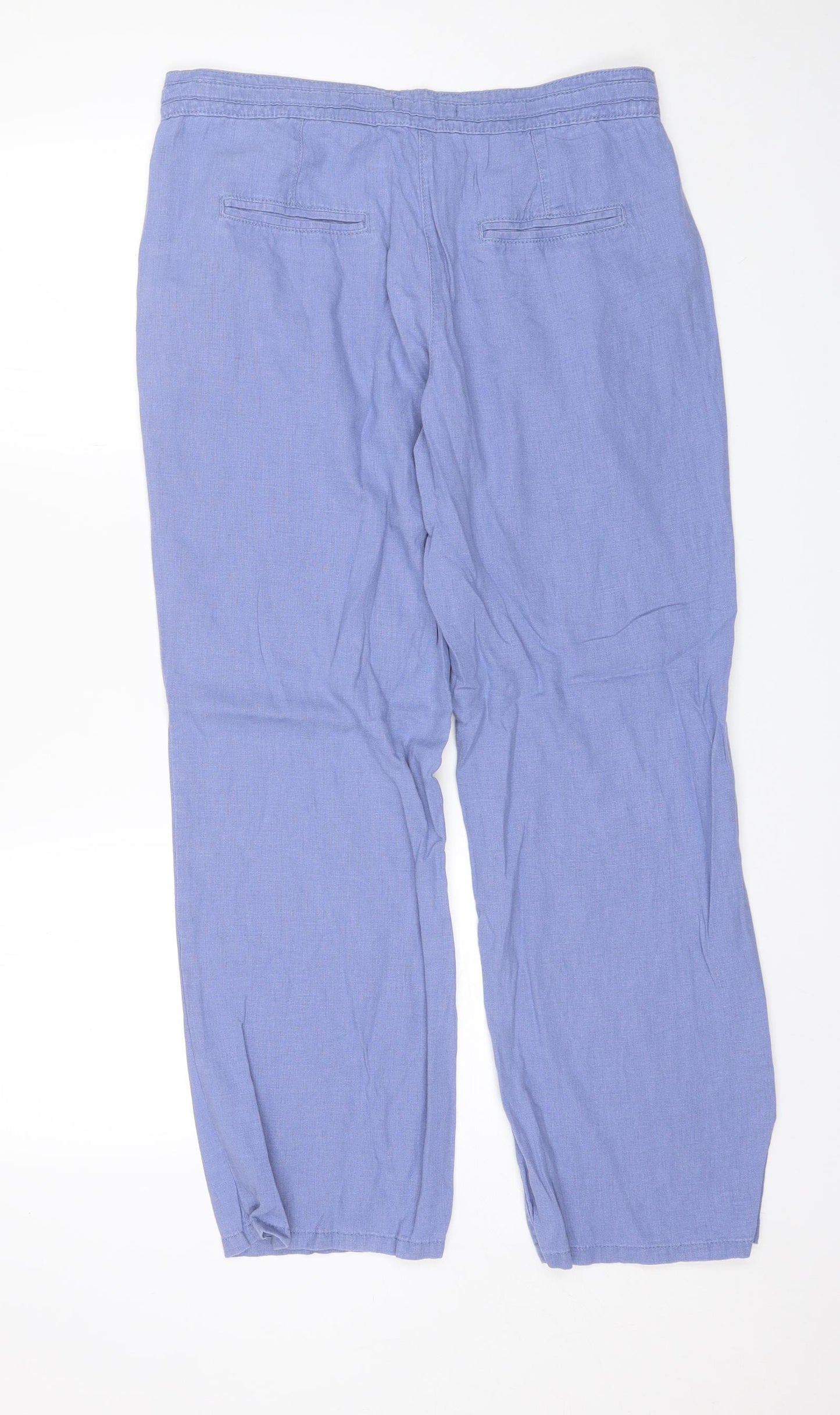 NEXT Womens Blue  Linen Trousers  Size 12 L28 in Regular