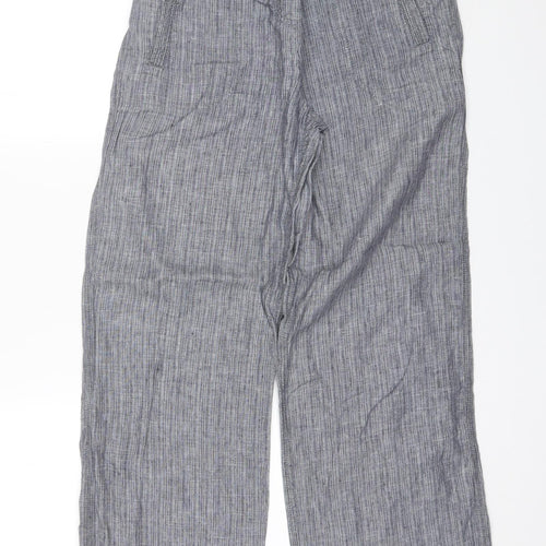 Marks and Spencer Womens Blue  Linen Trousers  Size 12 L28 in Regular