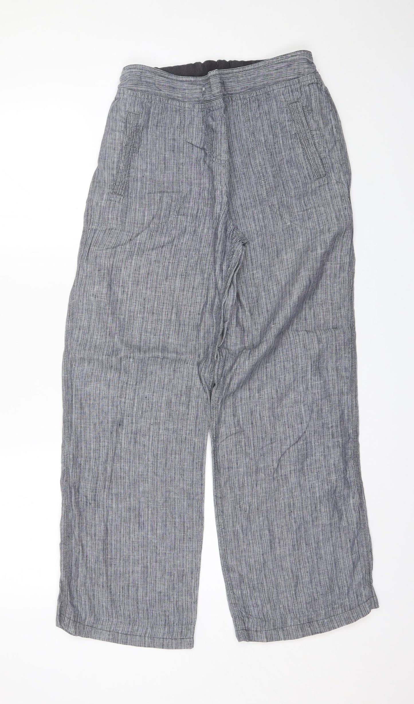Marks and Spencer Womens Blue  Linen Trousers  Size 12 L28 in Regular