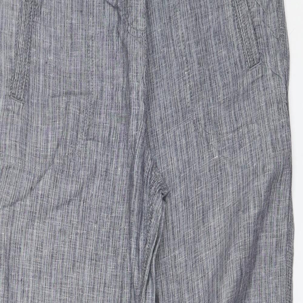 Marks and Spencer Womens Blue  Linen Trousers  Size 12 L28 in Regular