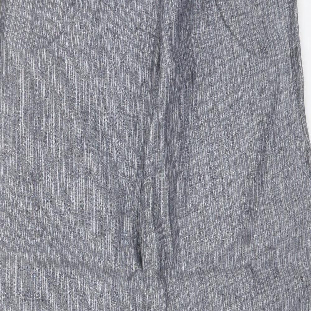 Marks and Spencer Womens Blue  Linen Trousers  Size 12 L28 in Regular