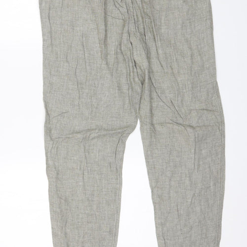 Nutmeg Womens Green  Linen Trousers  Size 14 L27 in Regular