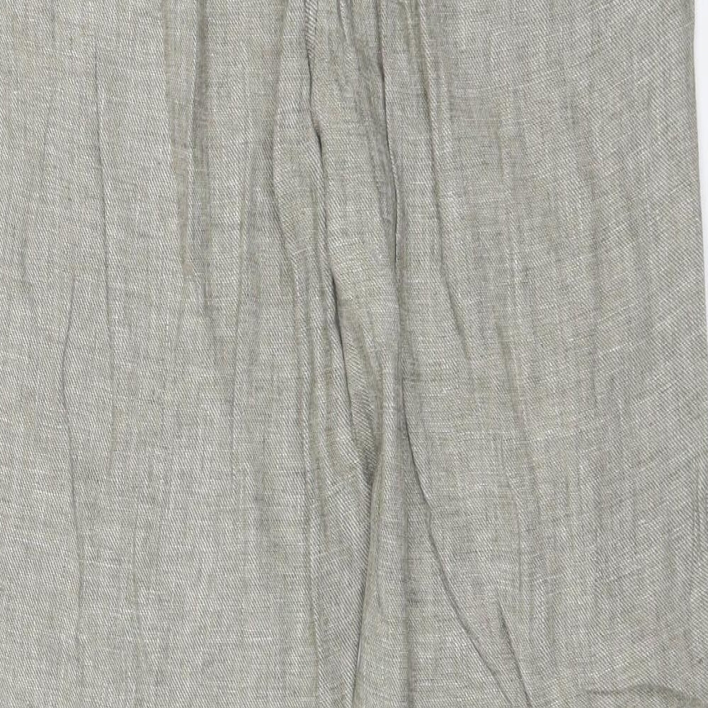 Nutmeg Womens Green  Linen Trousers  Size 14 L27 in Regular