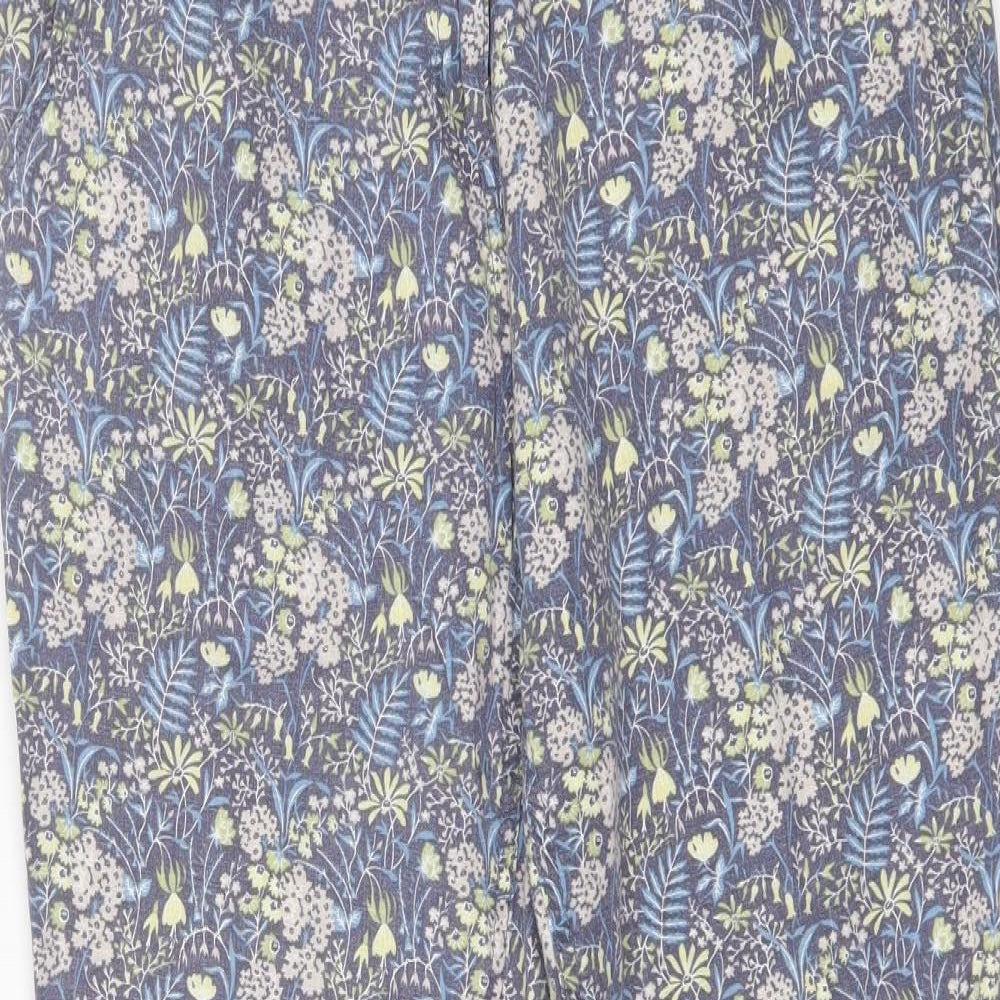 NEXT Womens Blue Floral Linen Chino Trousers Size 12 L28 in Regular