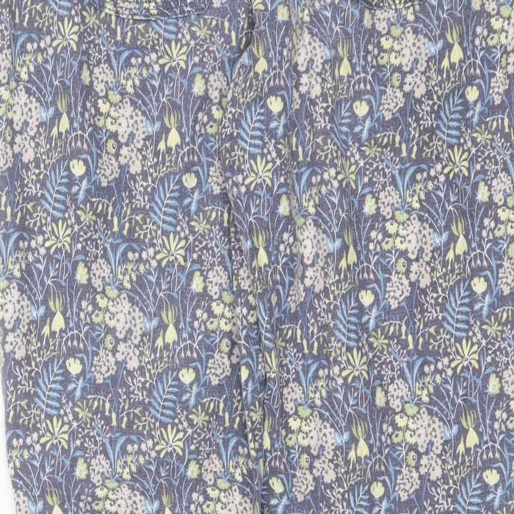 NEXT Womens Blue Floral Linen Chino Trousers Size 12 L28 in Regular