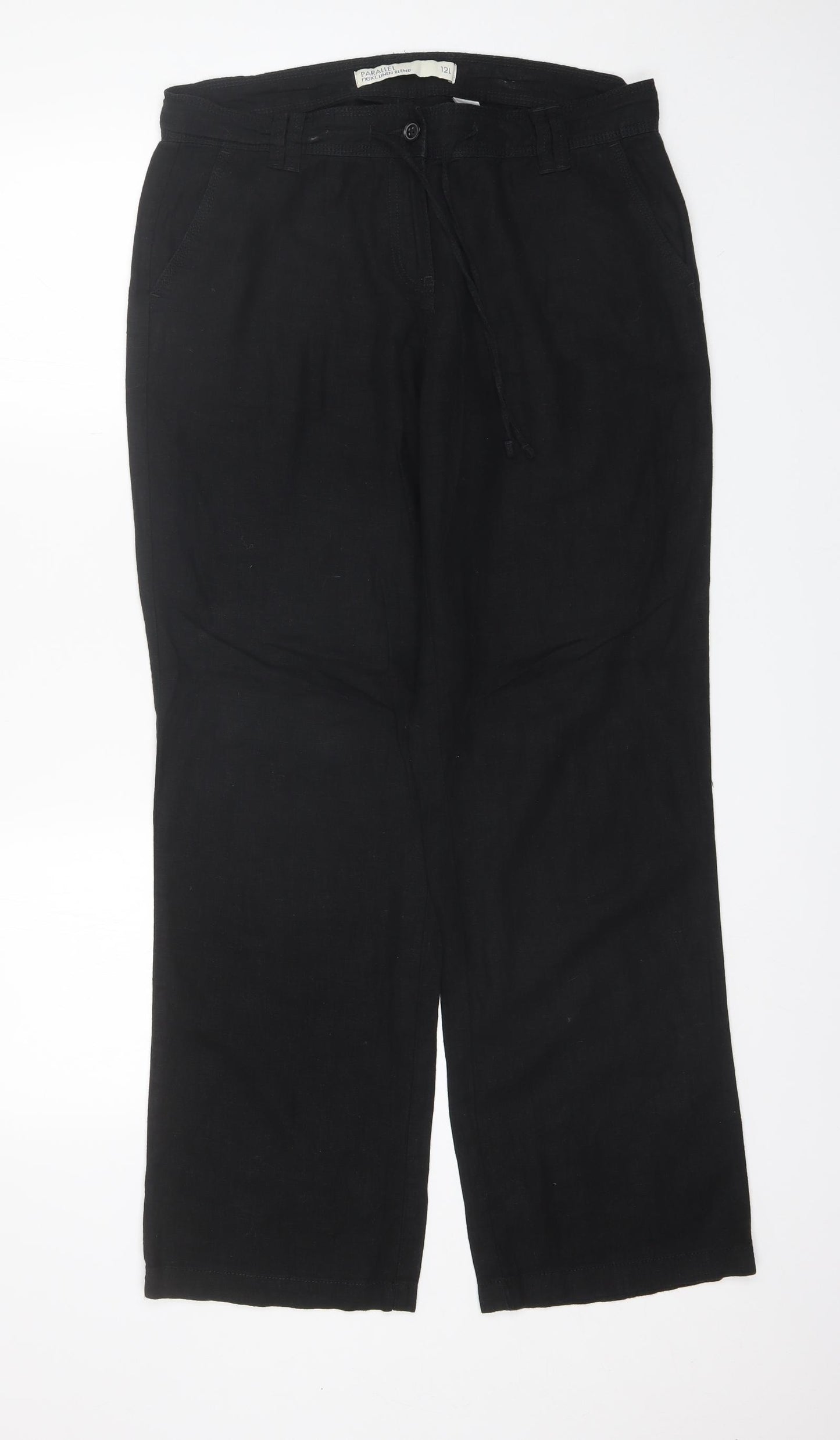 NEXT Womens Black  Linen Trousers  Size 12 L29 in Regular