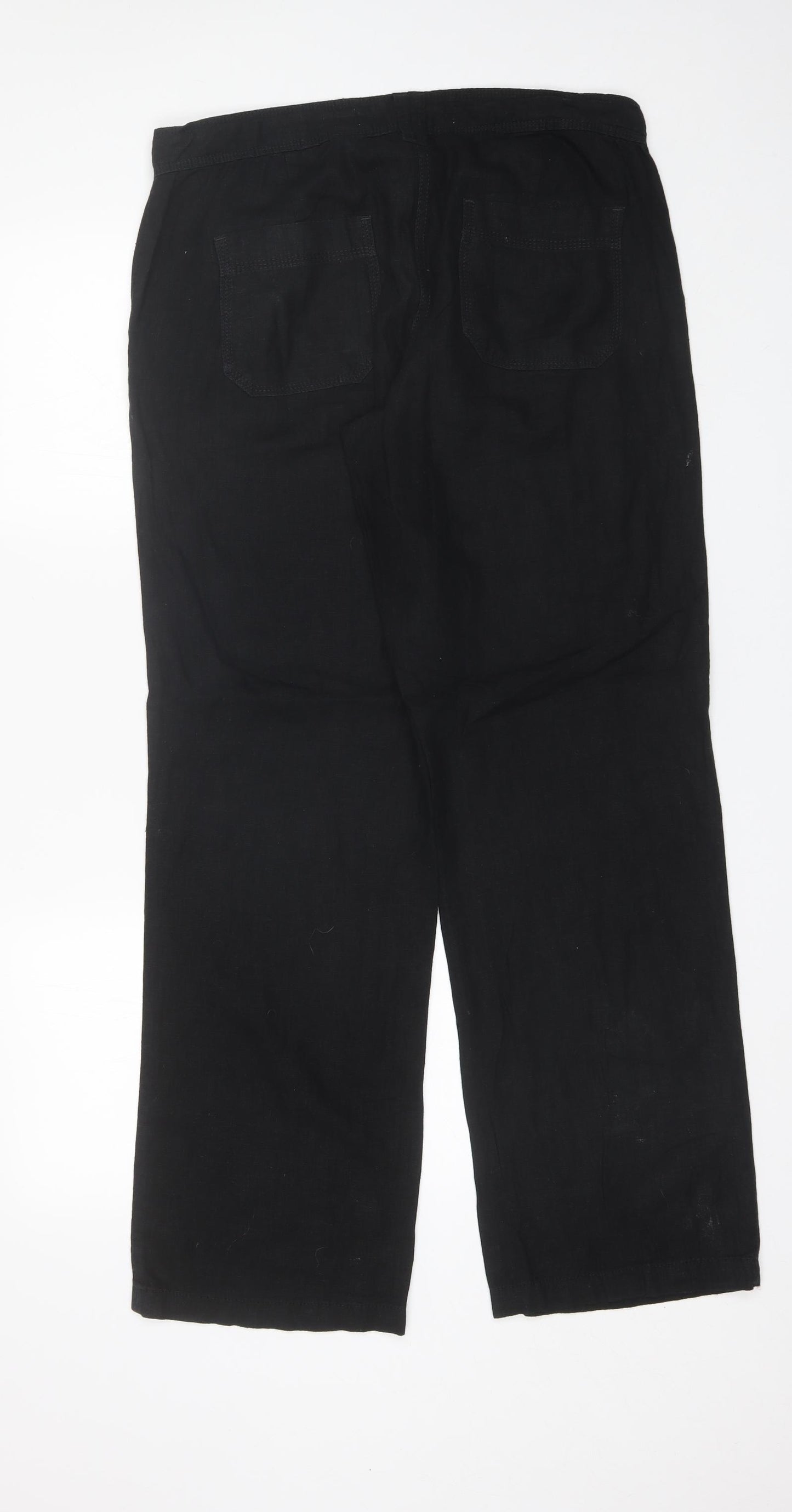 NEXT Womens Black  Linen Trousers  Size 12 L29 in Regular