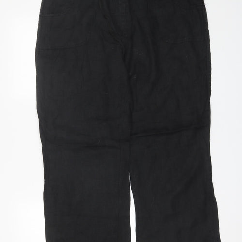 Denim Co Womens Black  Linen Trousers  Size 16 L29 in Regular