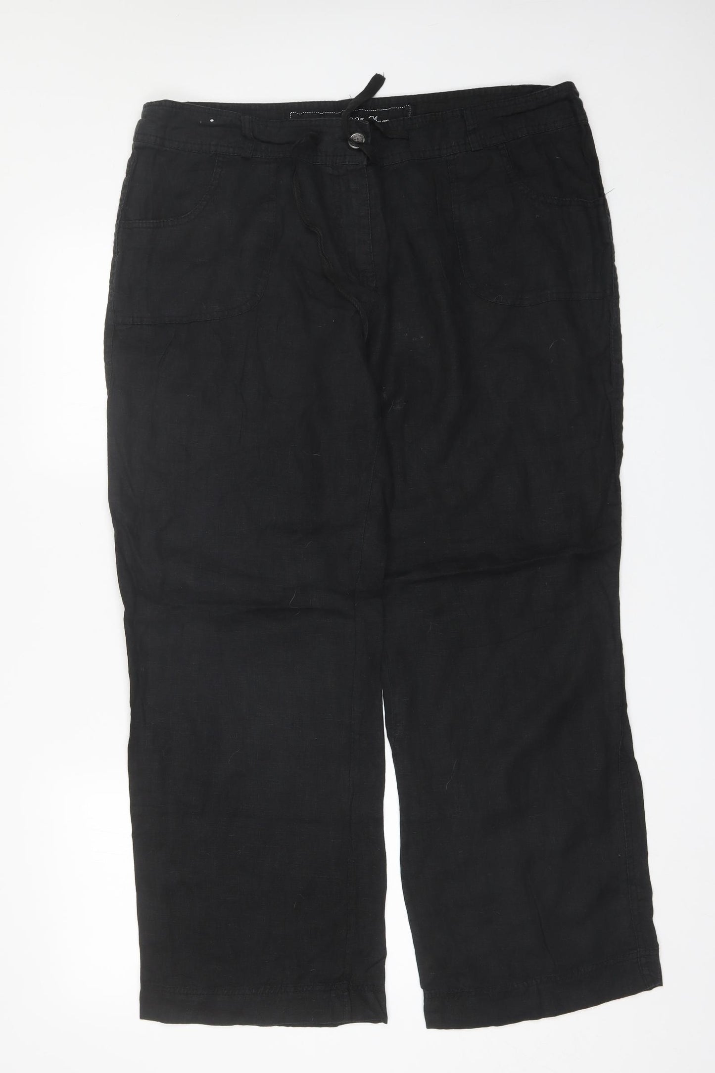 Denim Co Womens Black  Linen Trousers  Size 16 L29 in Regular