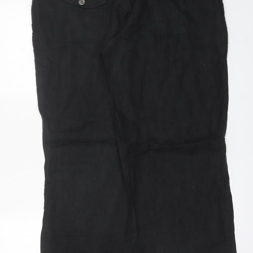 Denim Co Womens Black  Linen Trousers  Size 16 L29 in Regular