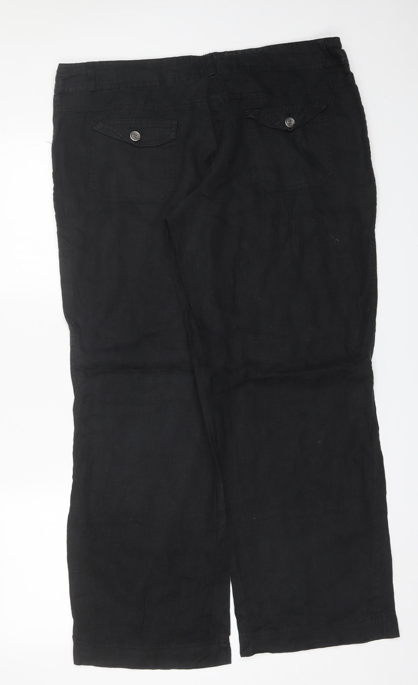 Denim Co Womens Black  Linen Trousers  Size 16 L29 in Regular