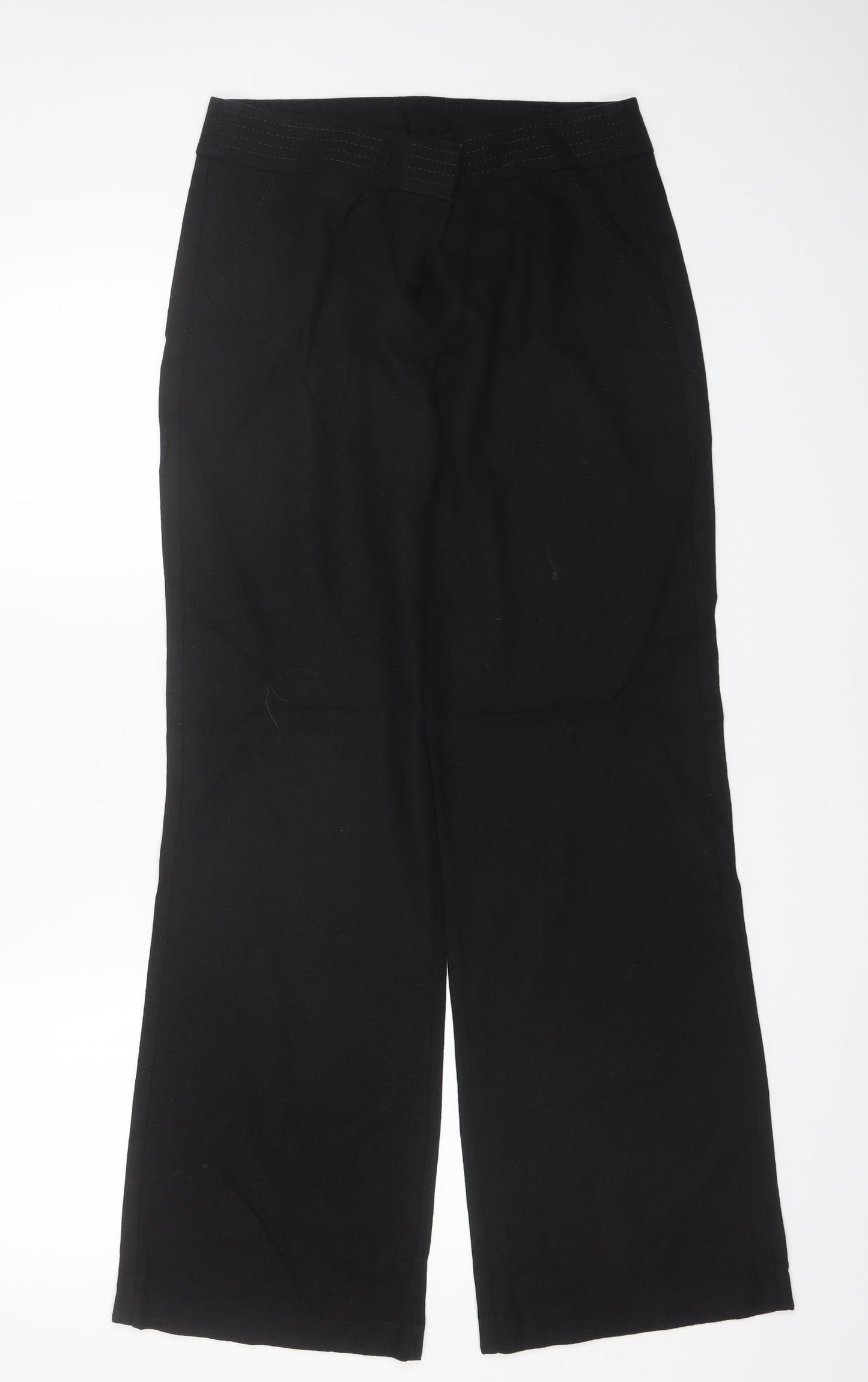 Marks and Spencer Womens Black  Linen Trousers  Size 12 L31 in Regular