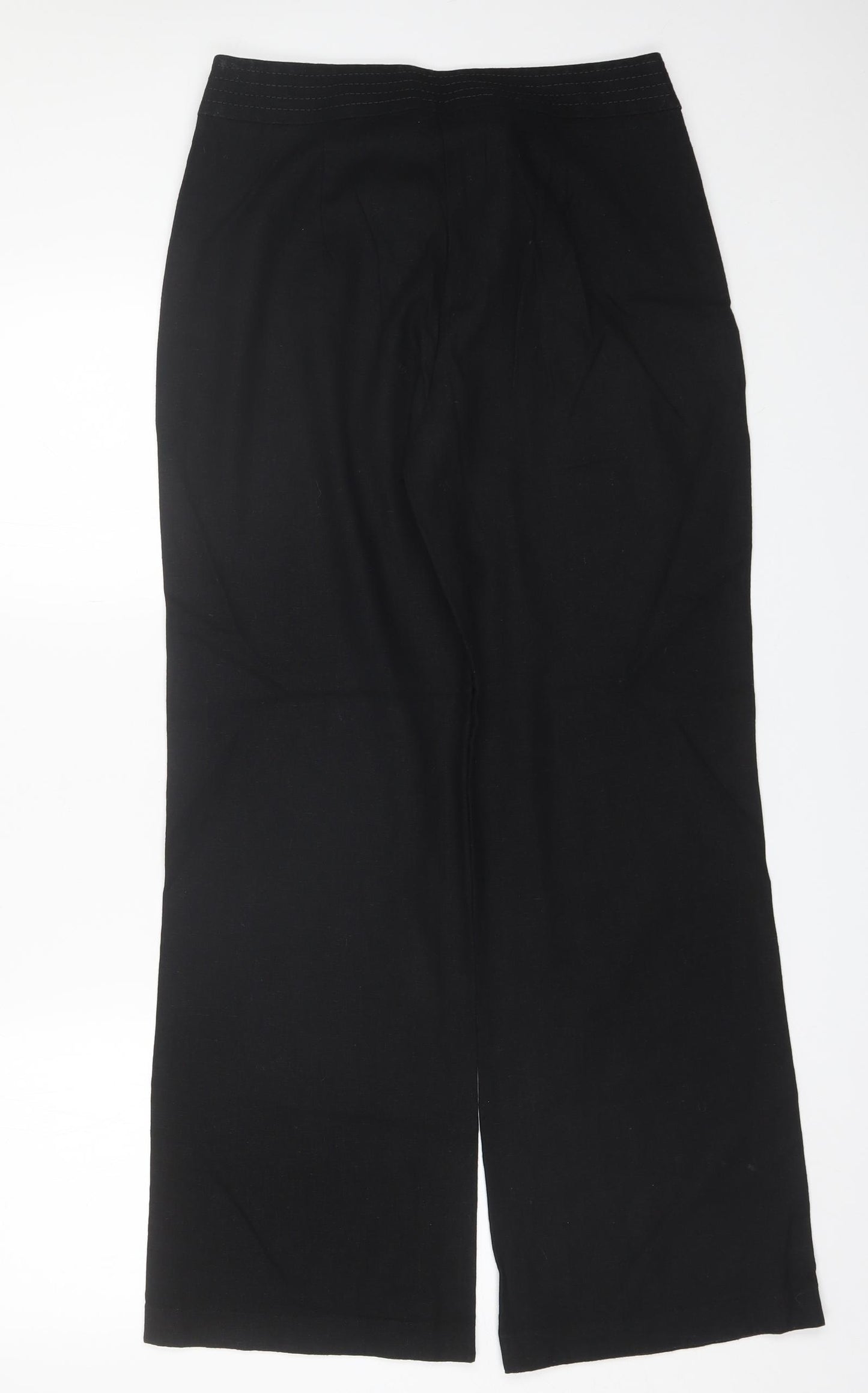 Marks and Spencer Womens Black  Linen Trousers  Size 12 L31 in Regular
