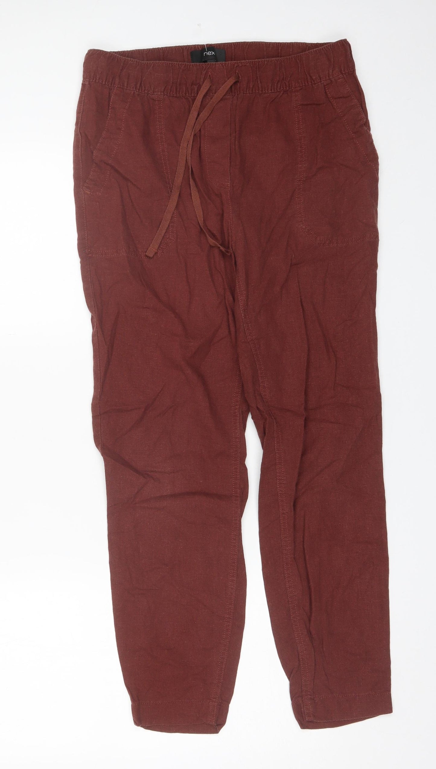 NEXT Womens Red  Linen Trousers  Size 10 L27 in Regular