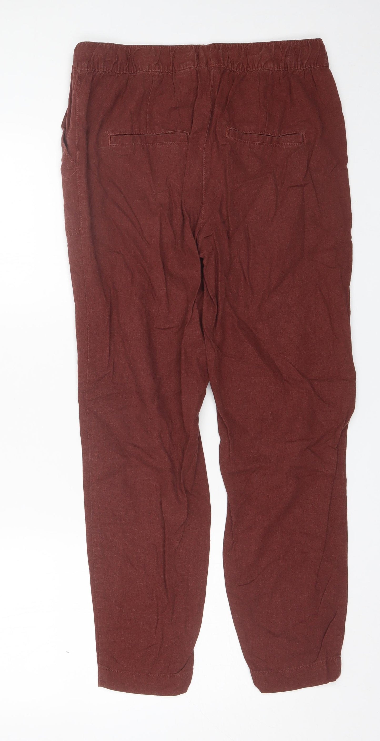 NEXT Womens Red  Linen Trousers  Size 10 L27 in Regular
