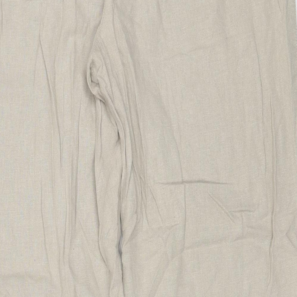 Papaya Womens Beige  Linen Trousers  Size 16 L27 in Regular