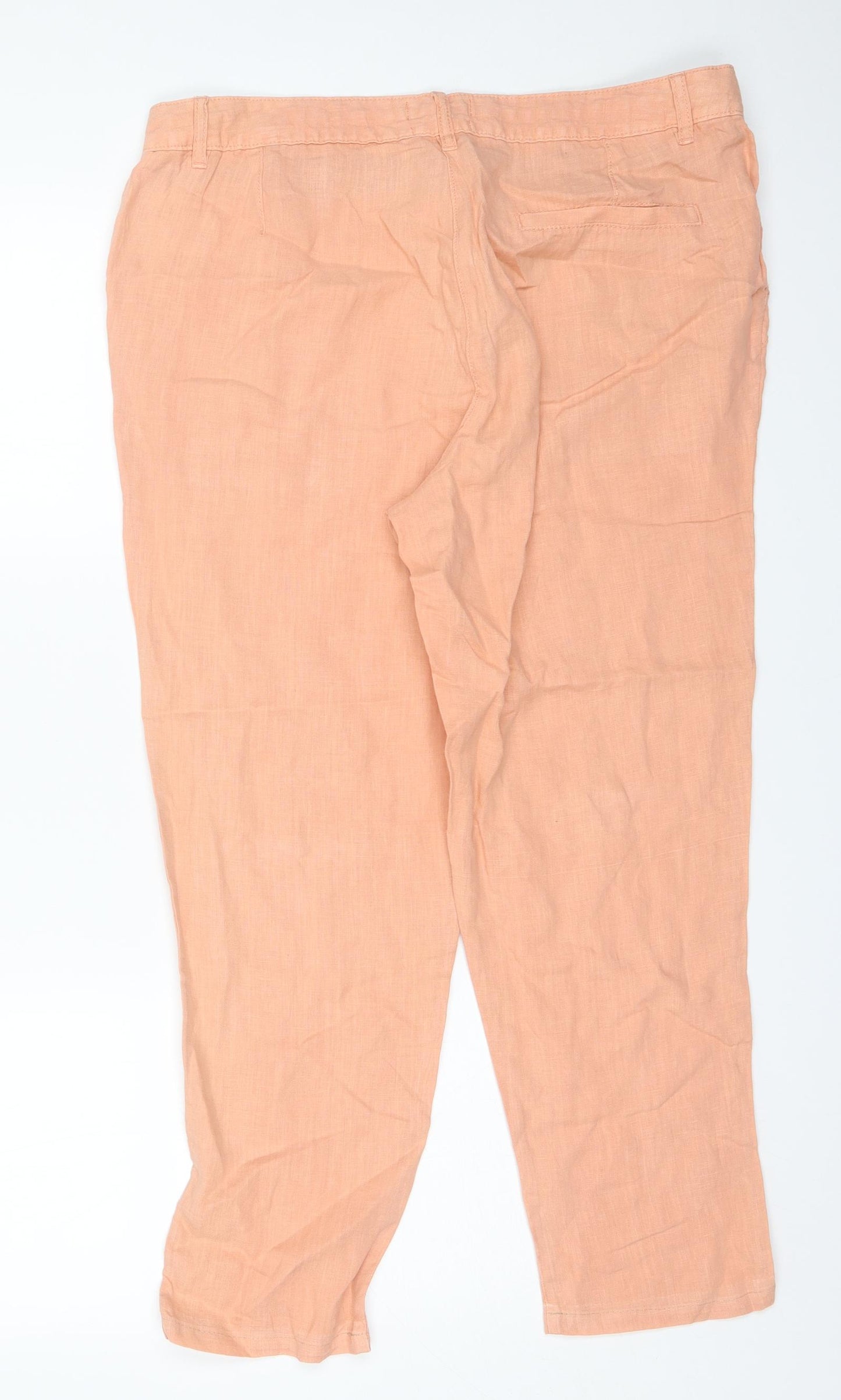 F&F Womens Orange  Linen Trousers  Size 16 L25 in Regular  - Short length