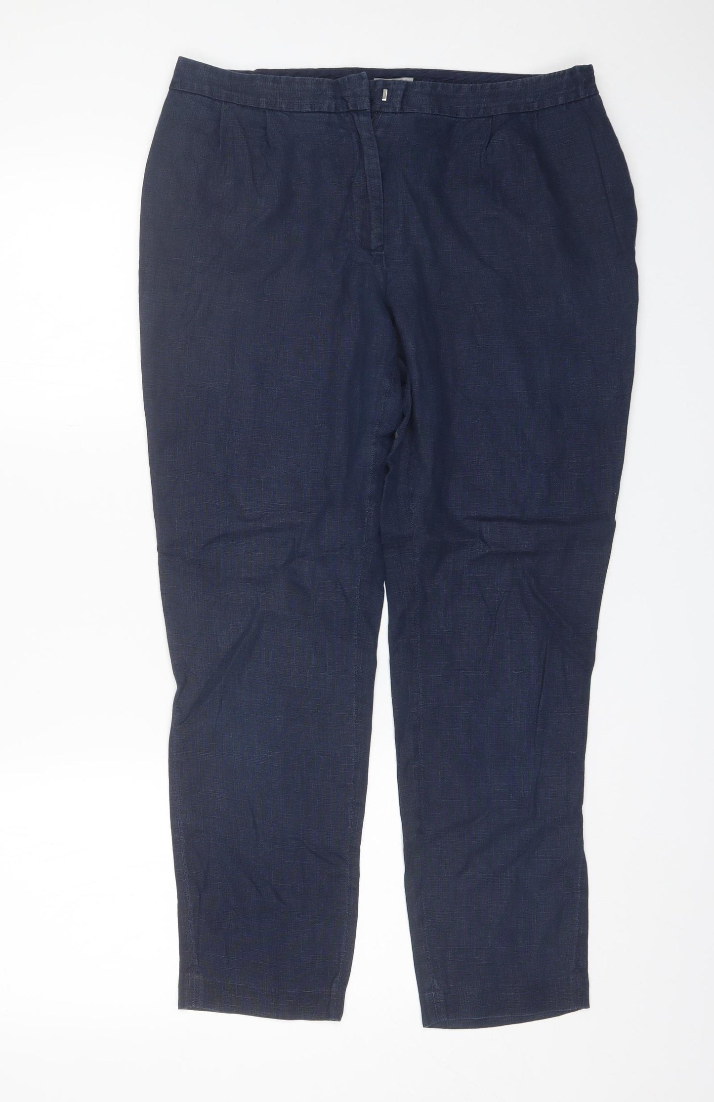 NEXT Womens Blue  Linen Trousers  Size 12 L27 in Regular